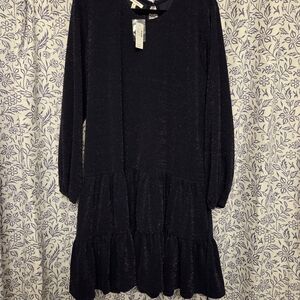 Maurices Navy Glitter Long Sleeve Dress